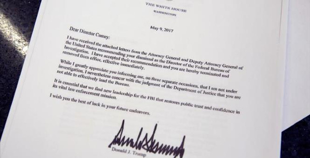 Giám đốc FBI biết bị sa thải qua tivi