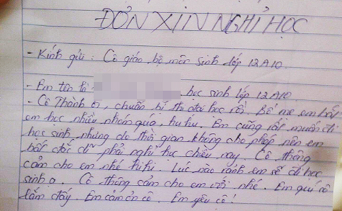 Đơn xin nghỉ học khiến thầy, cô 'đổ bệnh'