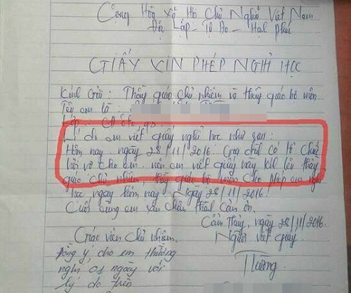 Đơn xin nghỉ học khiến thầy, cô 'đổ bệnh'