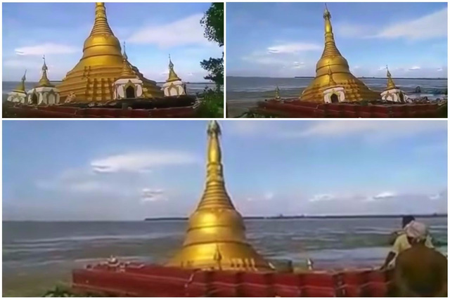 Lũ lớn “nuốt chửng” chùa vàng ở Myanmar
