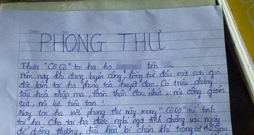 Đơn xin nghỉ học khiến thầy, cô 'đổ bệnh'