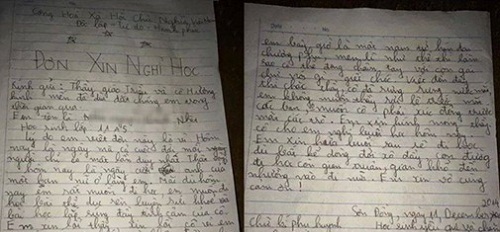 Đơn xin nghỉ học khiến thầy, cô 'đổ bệnh'