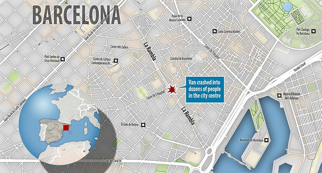 Đâm xe khủng bố ở Barcelona, ít nhất 13 người chết